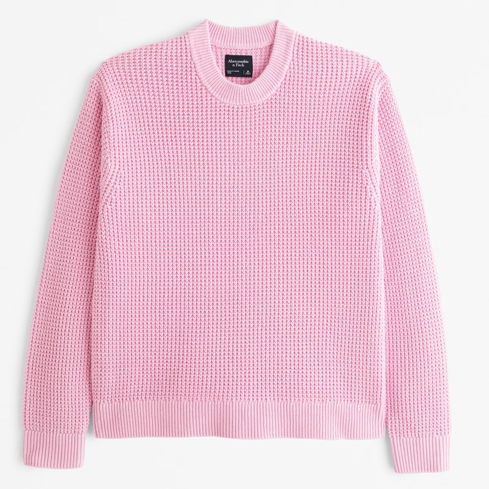 Abercrombie & Fitch Textured Pink Crew Neck Sweater